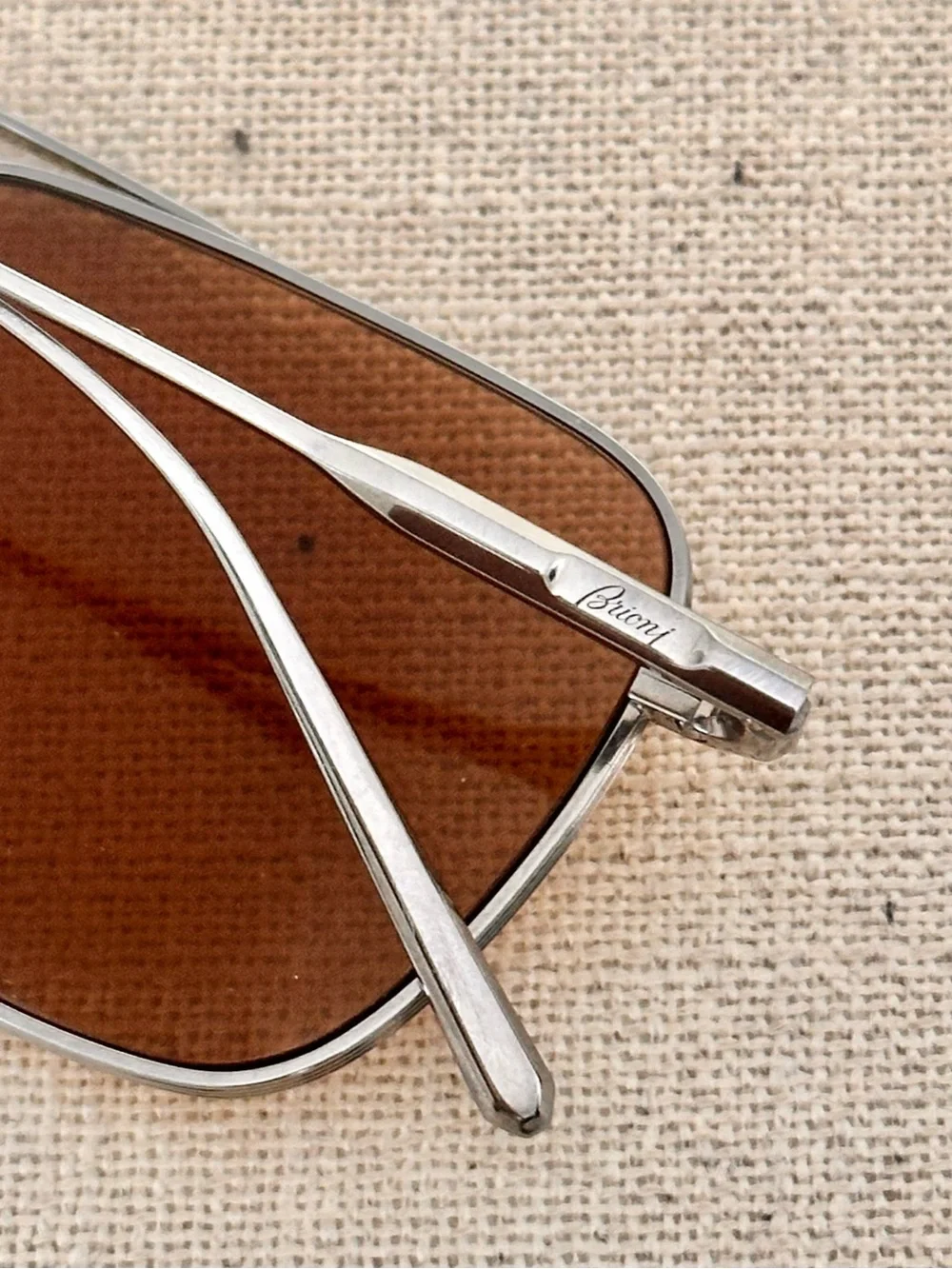 Brioni Titanium Silver and Brown Double Bridge Sunglasses 53mm